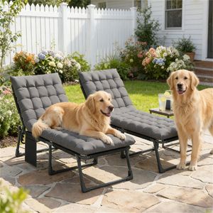 Set di 2 Sedie Reclinabili e Sdraio Pieghevoli Grigio Scuro per Uso Esterno in Cortile, Arredamento da Patio - Product Image 1