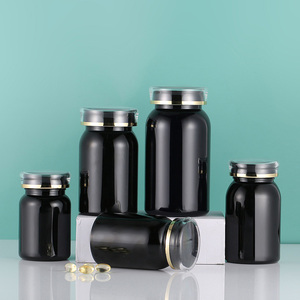 Black PET Plastic High End <strong>Health</strong> Supplement Bottle for Pills Capsules Tablets Maca Container - Product Image 1