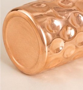 Designer Handmade <b>Copper</b> Water <b>Bottle</b> with Honeycomb Texture and Matching <b>Copper</b> Glass Set for Healthy <b>Drinking</b> Water - Product Image 3
