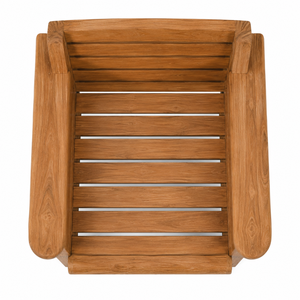 Fauteuil de jardin extérieur confortable et écologique en teck massif, imperméable, avec panneaux latéraux à lattes horizontales - Product Image 4