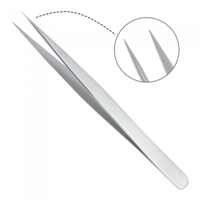 Pince à cils professionnelle en acier inoxydable de haute qualité pour la vente en gros OEM, pointe de précision lisse, poignée confortable, personnalisable pour les cils