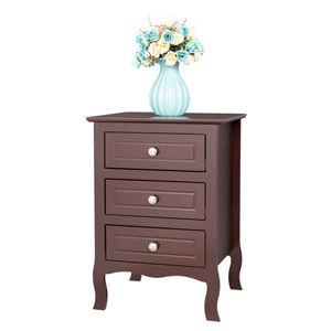 Comodino in Legno Massello di Rovere con 3 Cassetti, Grande, Marrone, Design Moderno per Camere da Letto e Appartamenti - Product Image 1