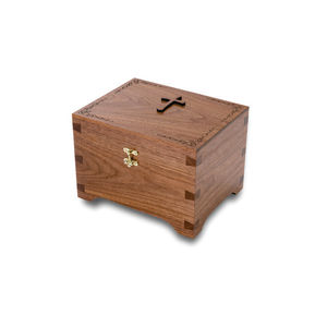 Handcrafted Wooden Cremation Urn <b>Box</b> with Cross Engraved Memorial Ashes <b>Box</b> Decorative Human Funeral Burial <b>Keepsake</b> <b>Box</b> Urns - Product Image 1