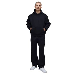 Ensemble de survêtement streetwear de luxe unisexe décontracté avec sweat à capuche oversize et pantalon large 2 pièces en tissu de coton doux - Product Image 1