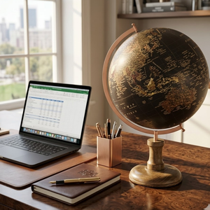 Escritorio Ejecutivo Moderno con Globo Terráqueo y Mapa Detallado |   Globo Terráqueo Educativo para Decoración de Oficina, Mesa de Estudio y Hogar - Product Image 5