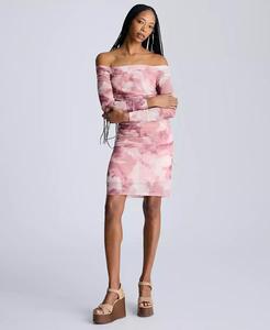 Abito a maniche lunghe con increspatura stampata da donna | Kenneth Cole - Product Image 3