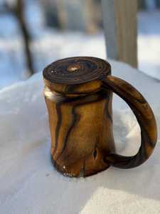 Tasse de bureau classique en bois de cerisier figuré, fabriquée à la main, de haute qualité, écologique, avec poignée en bois. - Product Image 6