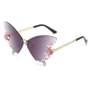 New Luxury Diamond Metal Gold Children Unisex Sunglasses <b>Large</b> <b>Frame</b> Butterfly Fashion Oversized - Product Image 2