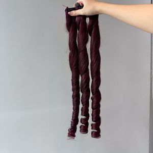 Extensiones de cabello virgen vietnamita crudo 100% Super calidad rizo hinchable rápido Borgoña cabello humano suave y sedoso tejido de alta calidad - Product Image 4