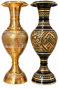 Handcrafted Brass and Black Metal <b>Decorative</b> <b>Vase</b> Floral Engraved Flower Holder Luxury Home Decor Table Centerpiece - Product Image 4
