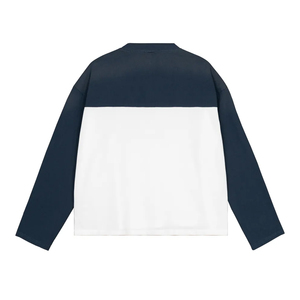 เสื้อยืดทรงบ็อกซี่แขนยาวคอวีผ้าฝ้าย 100% สำหรับผู้ชาย สไตล์สตรีทแวร์ แขนเสื้อตัดต่อสีตัดกัน รับสั่งทำพิเศษ พิมพ์ลายปัก 3 มิติ - Product Image 2
