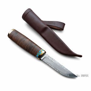 Cuchillo Puukko de Acero Damasteel Hecho a Mano con Mango de Arce Rizado Tostado – Cuchillo de Hoja Fija Premium para Bushcraft y Caza - Product Image 5