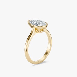 Anillo de compromiso solitario minimalista de oro de 14 quilates con diamante de laboratorio en forma de pera de 3 quilates - Product Image 4