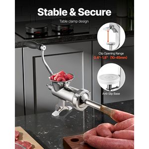Tritacarne Manuale in Acciaio Inox 304 con Morsetto da Tavolo per Insaccatrice, con 2 Dischi di Taglio per Uso Agricolo, Condizione Usato - Product Image 2