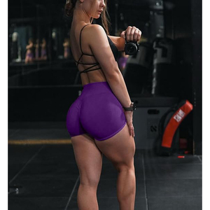 Shorts Deportivos de Cintura Alta Color Morado, Sin Costuras, para Mujer, para Gimnasio, Fitness, Atletismo, Running, Voleibol y Ciclismo - Product Image 5