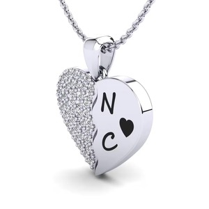 เครื่องประดับคริสตัลฝังเงินแท้ 925 ประดับมอสซาไนต์ พร้อมอักษรย่อ N C ชุบเงินบนสแตนเลสสตีล ดีไซน์โรแมนติก เหมาะสำหรับทั้งชายและหญิง เป็นของขวัญ - Product Image 2