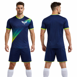 Custom Football Uniform Soccer Jersey Set Men Gradient Design V Neck Team <b>Kit</b> Quick Dry Sportswear - Product Image 1