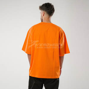 เสื้อยืดผ้าฝ้าย100% สำหรับผู้ชายเสื้อผ้า300 GSM ทรงหลวมโลโก้บ็อกซี่ฟิตไซส์ใหญ่พิเศษ - Product Image 5