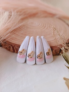 Épingles à cheveux élégantes en tissu rose brodé de motifs floraux et de coccinelles pour filles, pour les fêtes et les enfants - Product Image 3