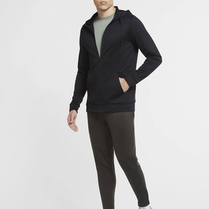 Men's Black Full <b>Zip</b> <b>Hooded</b> Sweatshirt Regular Fit Casual Breathable Quick Dry 100% Cotton French Terry Knit Winter Wear - Product Image 3