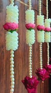 Guirlande florale artificielle suspendue avec perles pour mariage, décoration d'événements à domicile, guirlande décorative légère - Product Image 2