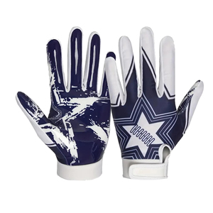 Guantes de Receptor de Fútbol Americano de Diseño Personalizado, Completamente Transpirables, Ligeros, Antideslizantes, con Correa Ajustable para la Muñeca - Product Image 1