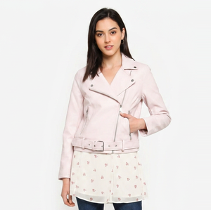 Nouveautés : Blousons en cuir pour femmes, doublure chaude, poches zippées stylées, look moto classique. - Product Image 1