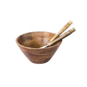 Tazón de Madera con Utensilios de Madera, Diseño Wabi Sabi, para Servir Comida, Decoración del Hogar, Tazón para Ensaladas, Frutas y Mezclar Alimentos - Product Image 1