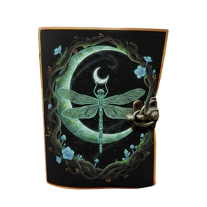 Diario Clásico de Cuero Genuino Hecho a Mano Dragonfly, Grimoire Vintage, Libro de Hechizos de las Sombras, 400 Páginas - Product Image 1