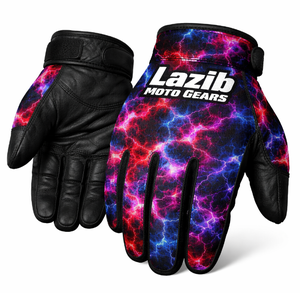 Guantes de Motocross Transpirables y Ligeros de Verano con Estampado Personalizado, Palma de Poliéster y Spandex, Protección en los Nudillos, para Motociclistas Urbanos - Product Image 1