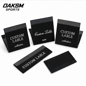 Étiquettes en tissu tissé haute densité personnalisées à prix d'usine, étiquettes de col, étiquettes principales de vêtements pliées, badges écussons pour sweats à capuche streetwear - Product Image 2