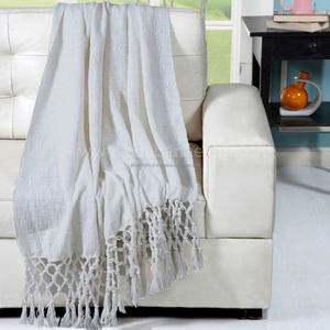 Indian Recycled Bohemian Tufted <b>Couch</b> <b>Throw</b> <b>Blankets</b> with Blue Striped Double Sided Durable Boho Tufted <b>Throws</b> for Bedding Sofa - Product Image 2