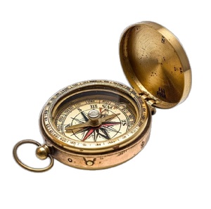 Imperial Brass Store Premium Brass <b>Compass</b> <b>Antique</b> Maritime Navigation Tool with Leather Pouch for Outdoor Adventures - Product Image 3