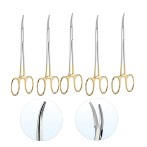 Juego de 5 Pinzas Hemostáticas Dentales de Acero Inoxidable, 12.5mm, Punta Curva, Pinzas Quirúrgicas - Product Image 1