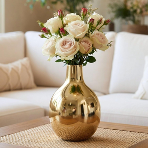 Vase à fleurs en métal élégant, décoratif, doré, accent de décoration pour la maison, centre de table pour salon, chambre, bureau, salle à manger - Product Image 5
