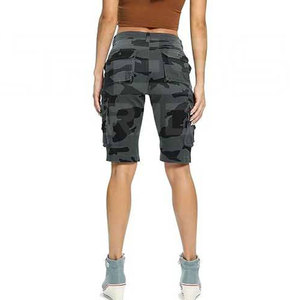 Short cargo camouflage mi-long pour femme de haute qualité, taille mi-haute, fermeture boutonnée, multi-poches, style décontracté, coupe ample - Product Image 6