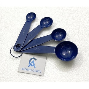 New Arrival Metal Dishwasher Safe Nested <b>Measuring</b> <b>Spoons</b> Set With Enamel Blue Heat Resistant <b>Measuring</b> <b>Spoons</b> Set Kitchenware - Product Image 1
