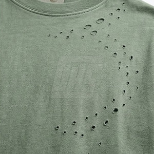 Camisetas personalizadas con efecto desgastado, de algodón lavado, corte holgado, estilo urbano, ropa informal de moda para hombre - Product Image 3