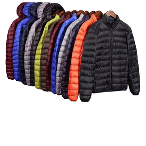 2025 Men's Brown Duck Feather Plain Dyed Casual Puffer <b>Jacket</b> Wholesale Stand Collar Winter Hooded Polyester Wadding Filled XS - Product Image 6