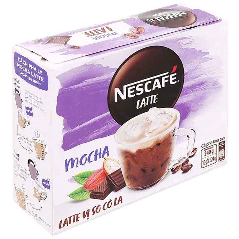 LATTE INSTANT COFFEE AND CREAMER DRINK MIX MOCHA CHOCOLATE FLAVOR BOX 240G