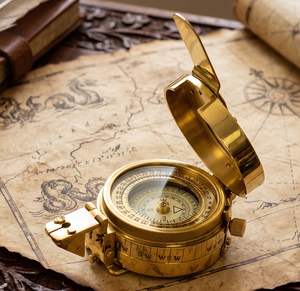 Luxury Vintage Brass Nautical Compass – High-Quality Retro Marine Pocket Compass with Aged <b>Map</b> Display, Executive Corporate Gift - Product Image 1