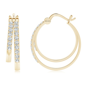 Pendientes de Aro con Diamantes Cultivados en Laboratorio, Oro de 10K, 14K, 18K, Plata 925, 935, Pendientes Huggie con Pavé, Joyería al por Mayor - Product Image 3