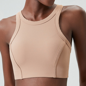 Custom Wholesale Women’s Sleeveless Slim Fit Yoga Top Sweat Wicking Adjustable <b>Padded</b> Double Layer Crop Workout Top - Product Image 2