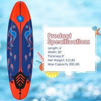 Planche de surf rouge de 6 pieds avec 3 ailerons détachables pour le surf