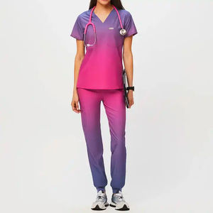 Conjunto de Uniformes Médicos con Degradado Ombre de Moda para Mujer, Top con Cuello en V, Pantalones Jogger, Uniforme de Enfermera, Ropa de Trabajo Elástica para Hospital, Traje Dental - Product Image 2