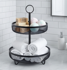 Modern Black Metal <b>Wire</b> <b>Storage</b> <b>Basket</b> Set Circle Shape Stackable Design Multi Purpose Neatening Organizer For Elegant Home - Product Image 3
