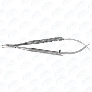Porte-aiguilles micro Barraquer incurvé de 4,5 pouces sans verrouillage, lisse, manuel, de haute qualité, en carbure de tungstène et acier inoxydable - Product Image 6