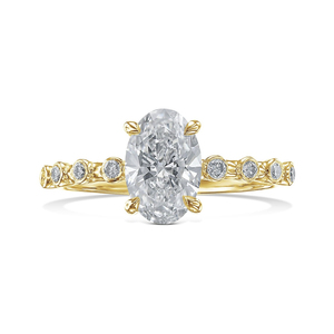 Bague personnalisée en or massif 14K 18K avec diamant ovale de laboratoire certifié IGI CVD HPHT, bijoux fins pour femmes et hommes - Product Image 2