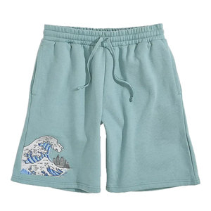 Shorts de basketball 100% coton French Terry pour homme, mi-longs, séchage rapide, longueur genou, style sportif urbain, fermeture à cordon de serrage - Product Image 1