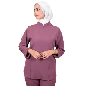 Stylish Custom Muslim Woven Spandex/Polyester Medical <b>Scrub</b> <b>Set</b> Nursing Uniform Long Sleeve Modest Fit for Women Hospitals - Product Image 6